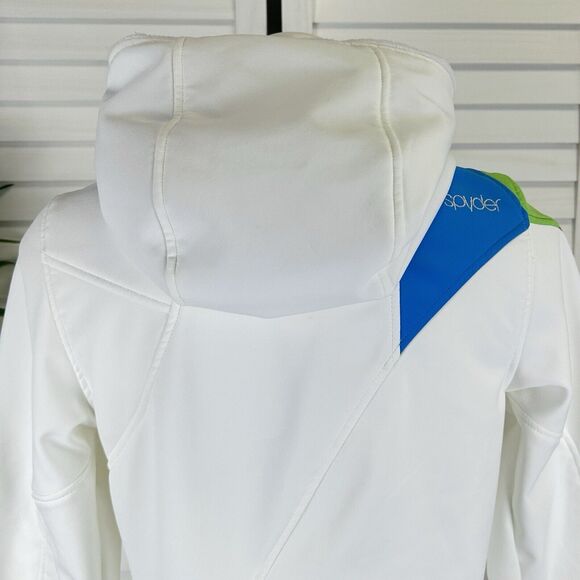 Spyder M White Colorblock Soft Shell Ski Snowboard Jacket Faux Fur Lined Hood - Picture 5 of 12